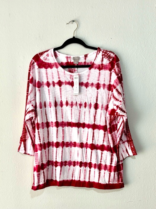 Chico's Tops - NWT Chico's Knit Tie Dye Artsy Top Womens XL Wine Boho Retro Festival Holiday